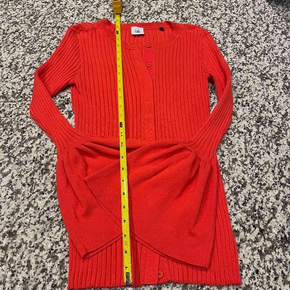 CAbi- Trumpet Cardi- Small- orange/coral trumpet sleeve rib knit - Picture 13 of 15